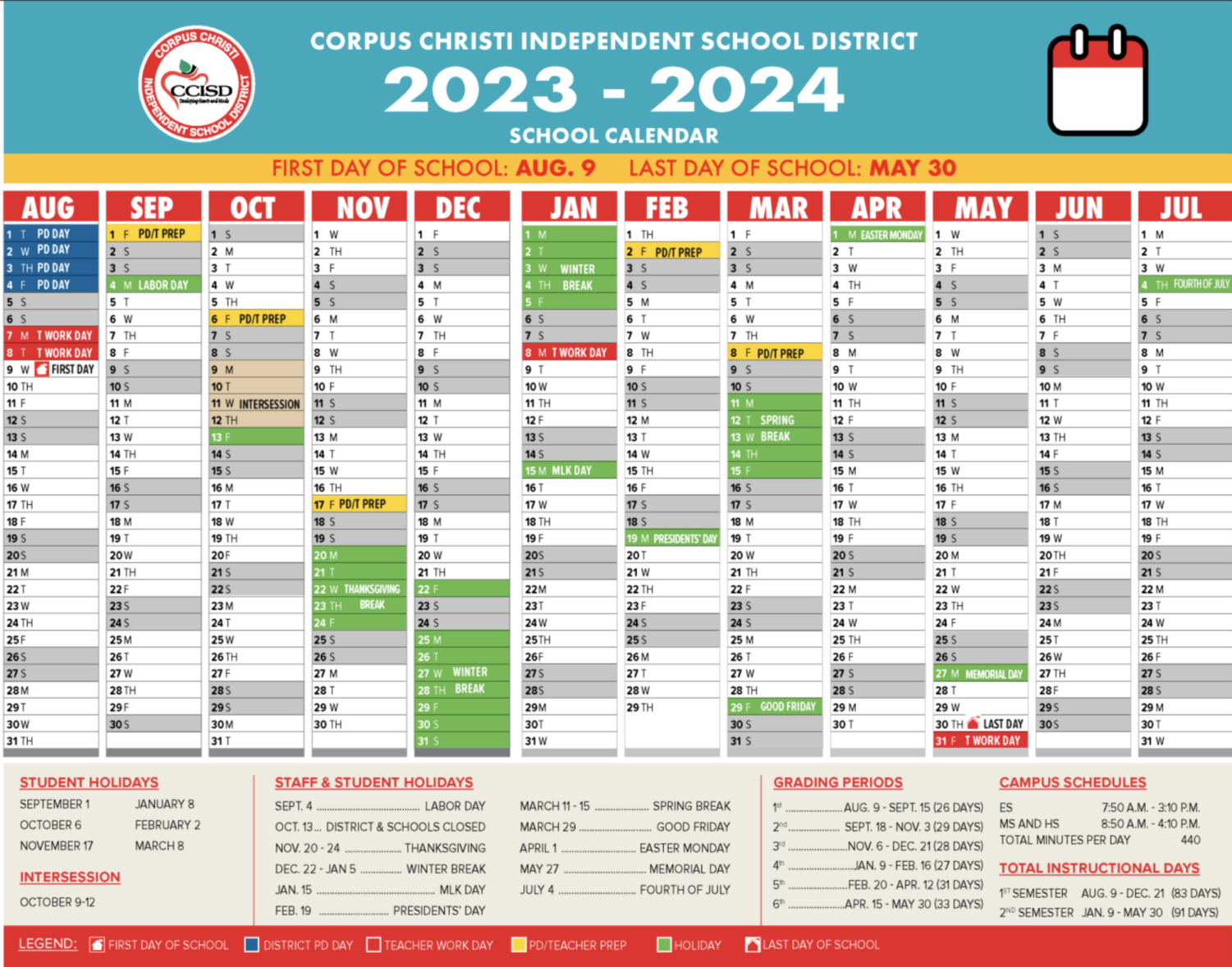CCISD 2023 2024 Calendar The Texan Times