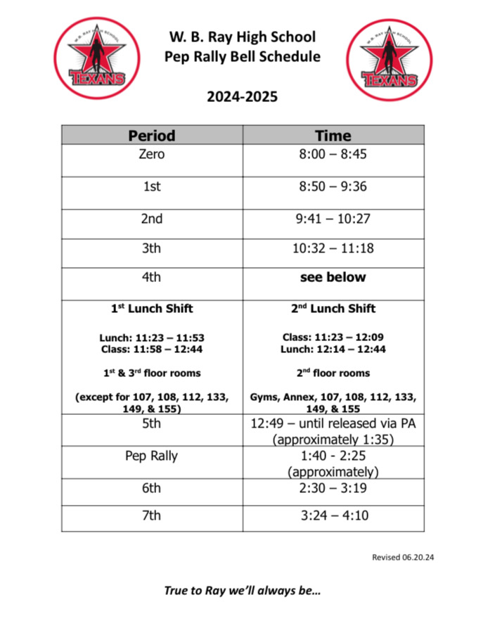 Pep Rally Schedule