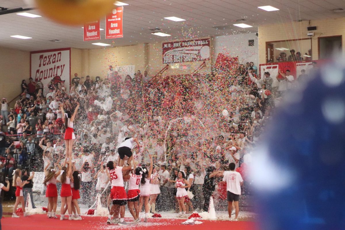 Seniors cheering at the last pep rally of the year (the Senior Pep Rally).