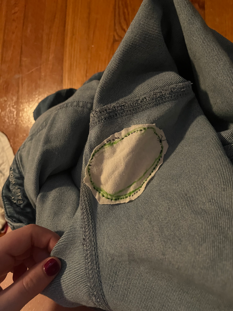 A patch sewn on by one of our writers, Kylie Thrope.