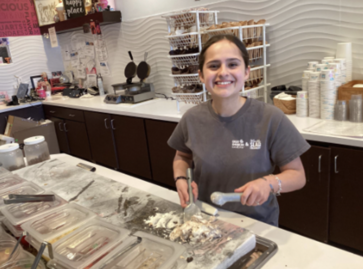 Rachel Perez working at Marble Slab Creamery on a Thursday afternoon.