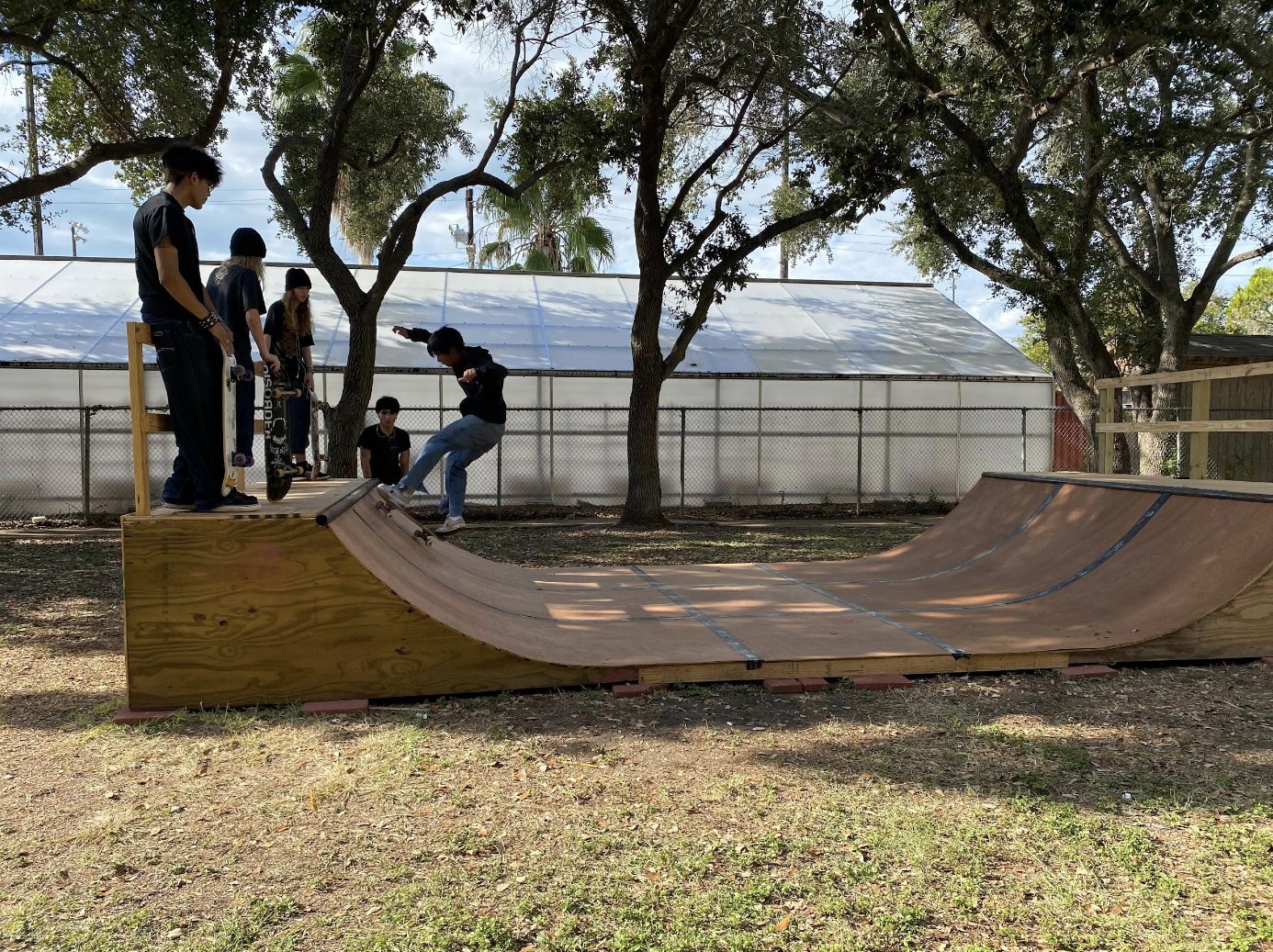 At last week’s meeting on Thursday, Skate Club members test the new ramp a day before its completion.